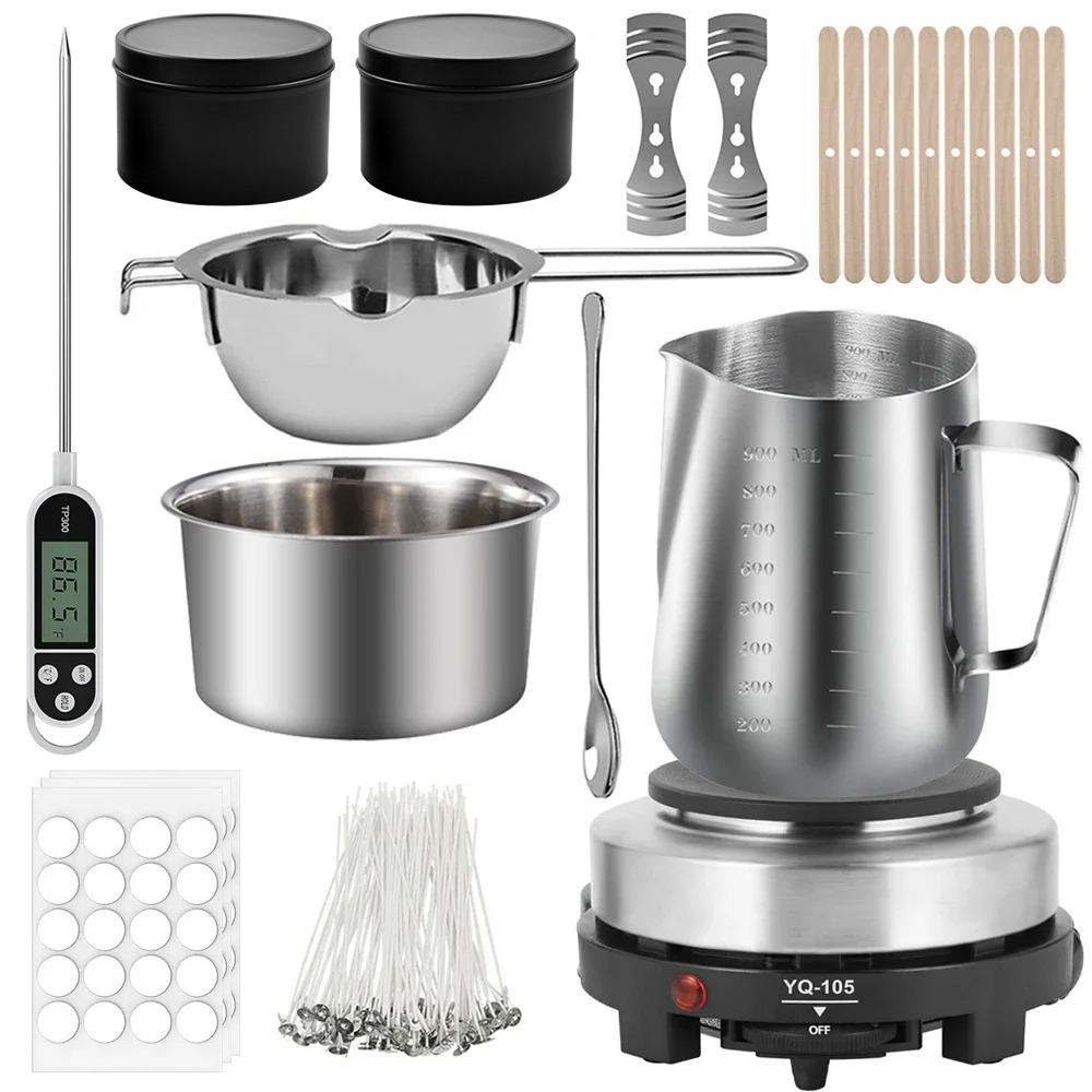 Candle Making Set - Glintmos DIY Kerzenherstellungsset mit Heizplatte, Kerzenherstellungszubehör