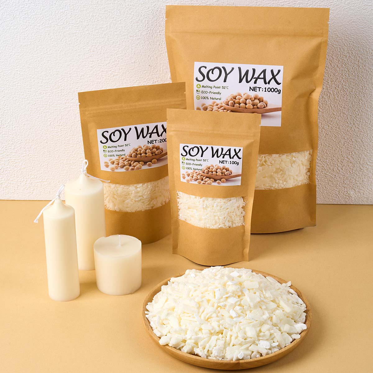 Candle Making Set - 1 Pfund reinweißes Sojawachs für handgemachte