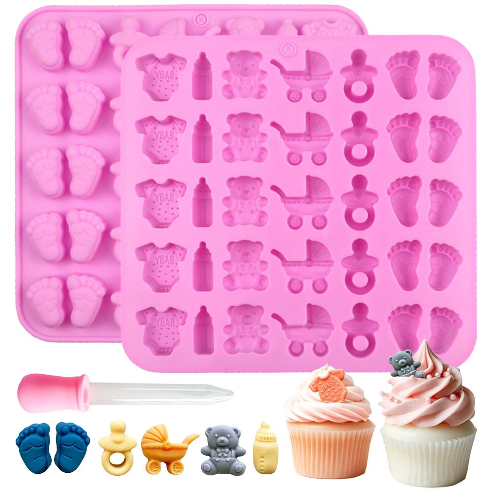 Candle Making Set - 2er-Set Silikonformen mit 35 Mulden: Babyfüße,