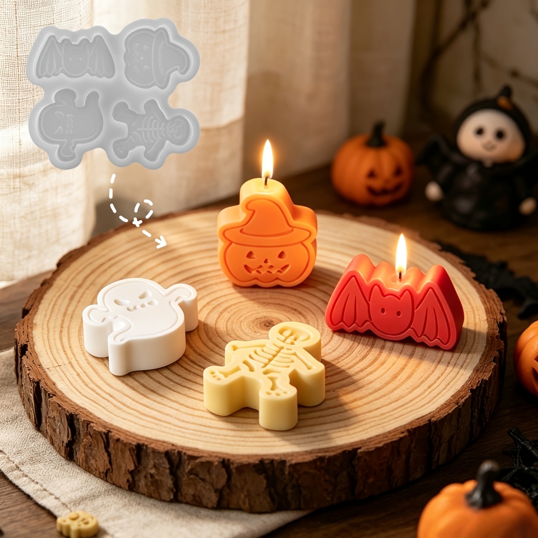 Candle Making Set - 4-fach Silikonharzform-Set für DIY-Tonfiguren wie Geister,